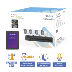 Kit de Videovigilancia 4 Cámaras Turbo, HD, 1080p + SSD 1 TB