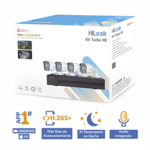 Kit DVR 4 Canales  y 4 Cámaras Bala ColorVu con Micrófono Integrado
