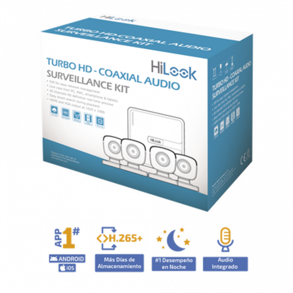 Kit de Videovigilancia Turbo HD 1080p Lite con 4 Cámaras Bala ColorVu con Micrófono Integrado