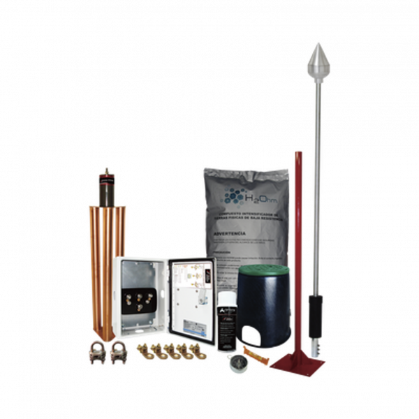 Kit Pararrayo con Punta en Aluminio con Accesorios 160 m.