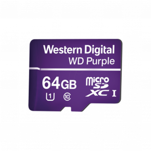 Memoria microSD WESTERN DIGITAL de 64GB PURPLE, Especializada Para Videovigilancia