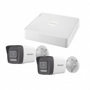 Kit IP 1080p (2 Megapíxel), NVR de 4 Canales con 4 Puertos PoE, 2 Cámaras Bala IP con Micrófono Integrado, ColorVu Lite y ACUSENSE Lite