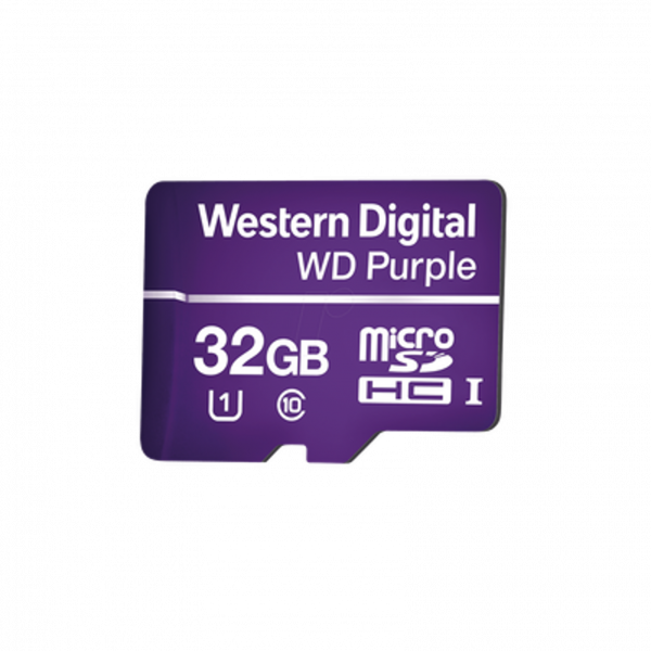 Memoria microSD WESTERN DIGITAL de 32GB PURPLE, Especializada Para Videovigilancia