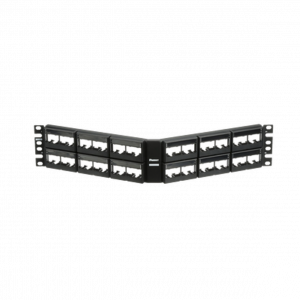 Panel de Parcheo PANDUIT Modular Mini-Com (Sin Conectores), Angulado, Sin Blindaje, Con Etiqueta y Cubierta, de 48 puertos, 2 UR