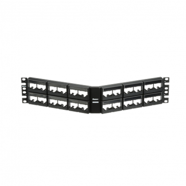 Panel de Parcheo PANDUIT Modular Mini-Com (Sin Conectores), Angulado, Sin Blindaje, Con Etiqueta y Cubierta, de 48 puertos, 2 UR