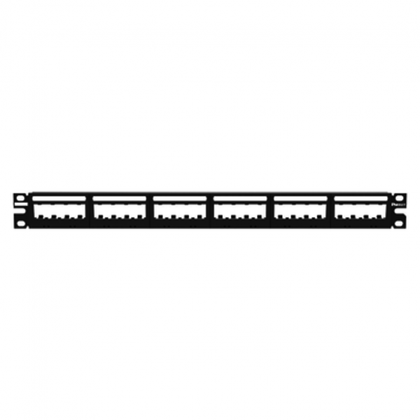 Panel de Parcheo Modular PANDUIT Mini-Com (Sin Conectores), Ultimate ID®, Plano, Sin Blindaje, Con Etiqueta y Cubierta, de 24 puertos, 1UR