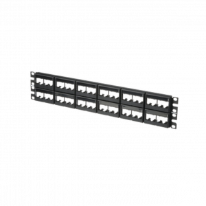 Panel de Parcheo PANDUIT Modular Mini-Com (Sin Conectores), Plano, Sin Blindaje, Con Etiqueta y Cubierta, de 48 puertos, 2UR