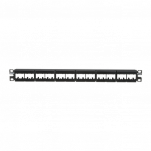 Panel de Parcheo PANDUIT Modular Mini-Com (Sin Conectores), Plano, Sin Blindaje, Con Etiqueta y Cubierta, de 24 puertos, 1UR