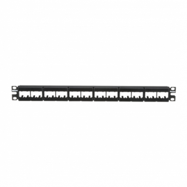 Panel de Parcheo PANDUIT Modular Mini-Com (Sin Conectores), Plano, Sin Blindaje, Con Etiqueta y Cubierta, de 24 puertos, 1UR