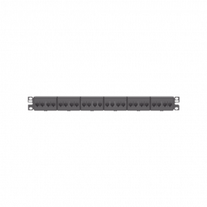 Panel de Parcheo PANDUIT con 24 Acopladores Mini-Com, Plano, Categoría 5e, de 1 UR, Color Negro