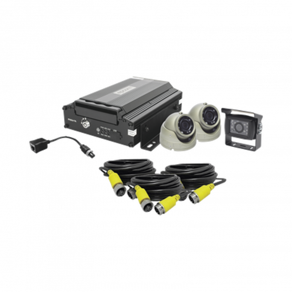 KIT DVR PARA VEHICULO EPCOM, INCLUYE: CÁMARAS PARA INTERIOR, CÁMARA PARA EXTERIOR, 2MP AHD, CABLES EXTENSORES, ADAPTADOR LAN
