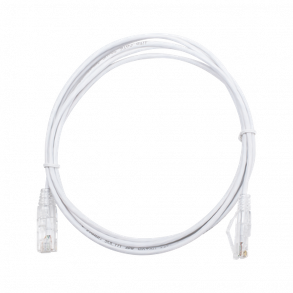 Cable de Parcheo LINKEDPRO Slim, UTP Categoría 6, 2 metros color Blanco, Diámetro Reducido (28 AWG)