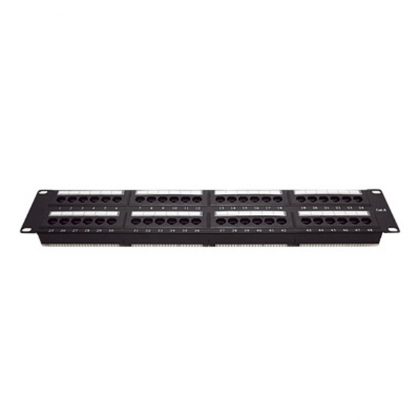 Panel de parcheo LINKEDPRO de impacto (110) UTP de 48 puertos Cat6, 19in, 2U, con barra para organizar cable