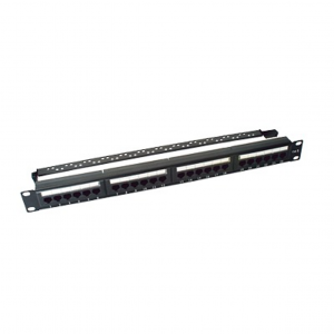 Panel de parcheo LINKEDPRO de impacto (110) UTP de 24 puertos Cat6, 19 in, con barra para organizar cable