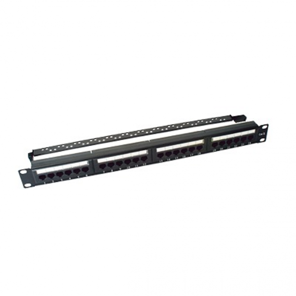 Panel de parcheo LINKEDPRO de impacto (110) UTP de 24 puertos Cat6, 19 in, con barra para organizar cable