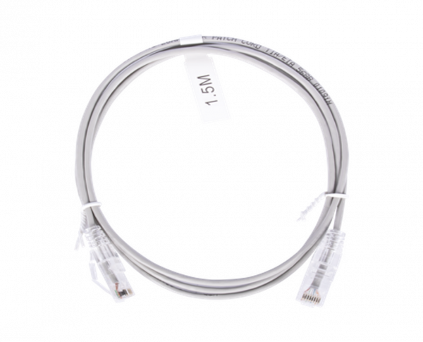 Cable de Parcheo LINKEDPRO Slim UTP Categoría 6 1.5 metros color Gris Diámetro Reducido (28 AWG)