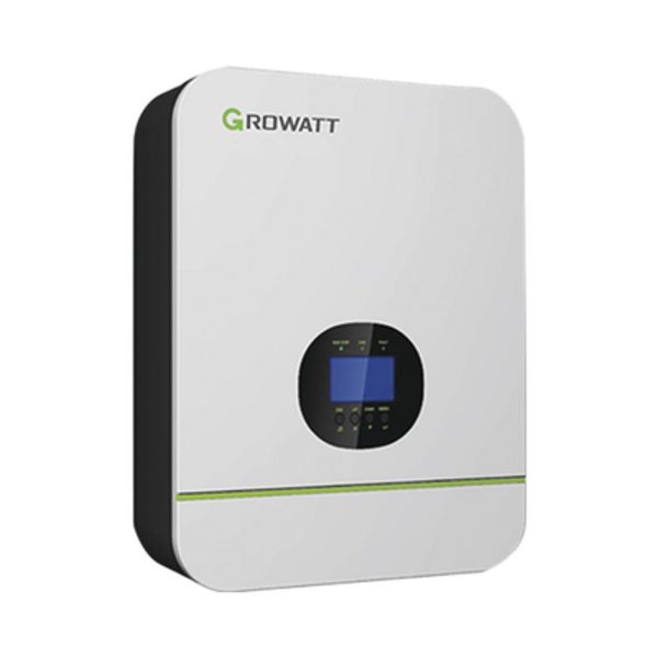 Inversor Cargador Growatt 3kW Compatible con Baterías de Litio, Monitoreo Remoto y Sincronización para Mayor Potencia, Operación 48Vcc