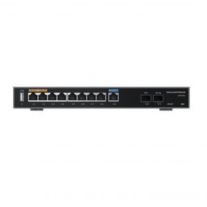 Router Gigabit VPN / Balanceador de cargas / 60,000 sesiones NAT / 9 puertos 10/100/1000 Mbps + 2 puertos SFP (WAN/LAN) / 1 puerto entrada PoE(af/at) / 2 puertos salida PoE (af/at) / Compatible con GWN Cloud