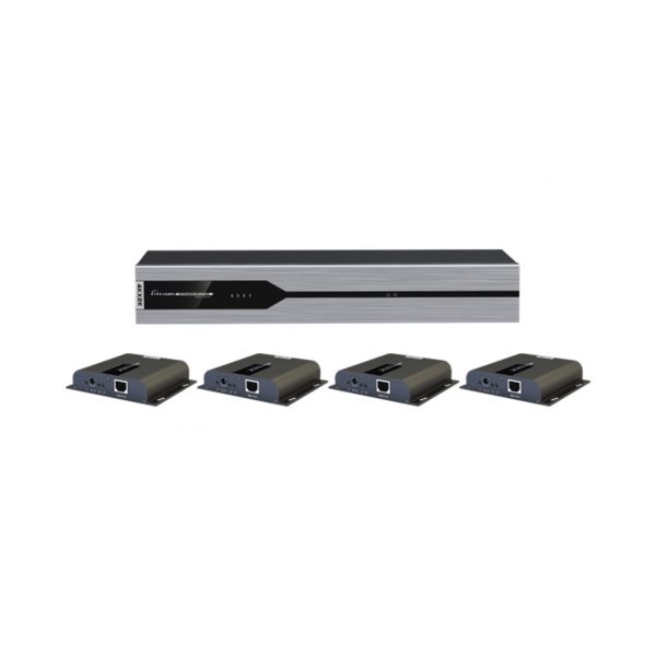 Kit Divisor y Extensor HDMI (Extender Splitter) / Divide 1 Fuente HDMI a 4 Pantallas / Extiende la señal HDMI hasta 120 m / Resolución 4Kx2K @ 30 Hz / Cat 6/6a / Uso 24/7 / Longitud del cable autoajustable
