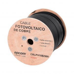 Cable Fotovoltaico 6 mm, 10 AWG, 2000 Vcc Carrete de 500 Metros, Material COBRE, Negro