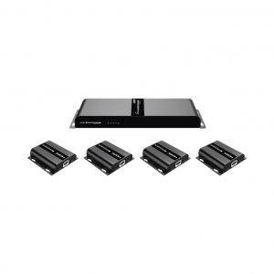 Kit Divisor y Extensor HDMI (Extender Splitter) / Divide 1 Fuente HDMI a 4 Pantallas / Extiende la señal HDMI hasta 120 m / Resolución 1080P 60 Hz / Cat 6/6a / Soporta IR / Baja Latencia / Uso24/7 / Alimente solo el Tx (PoC).