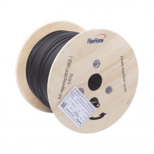 Carrete de 1 km de Fibra Óptica Aérea Mini, Figura 8 G.657A2 tipo Drop, Monomodo de 1 Hilo (unifibra), Color Negro, Span 80