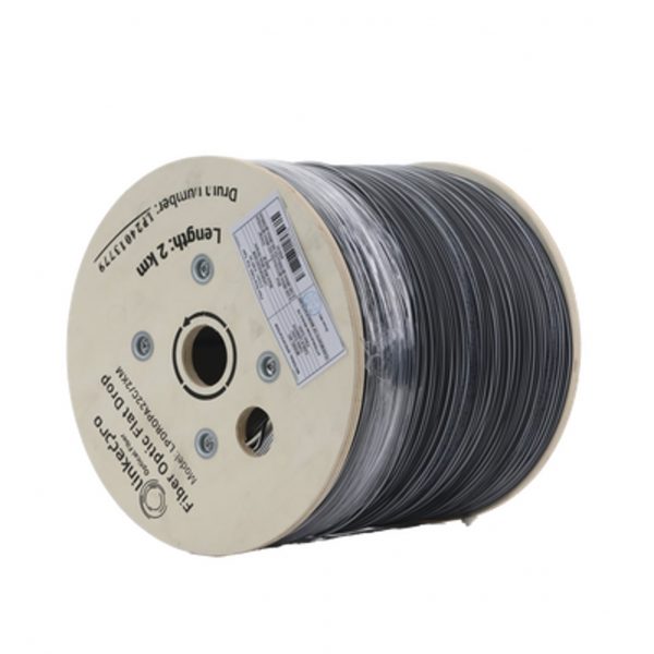 Carrete de 2 km de Fibra Óptica Drop Plana, Interior/Exterior G.657A2 Monomodo de 2 hilos (bifibra), Dieléctrica, Forro Negro, (No Soporta Conectores Mecánicos) - Imagen 2