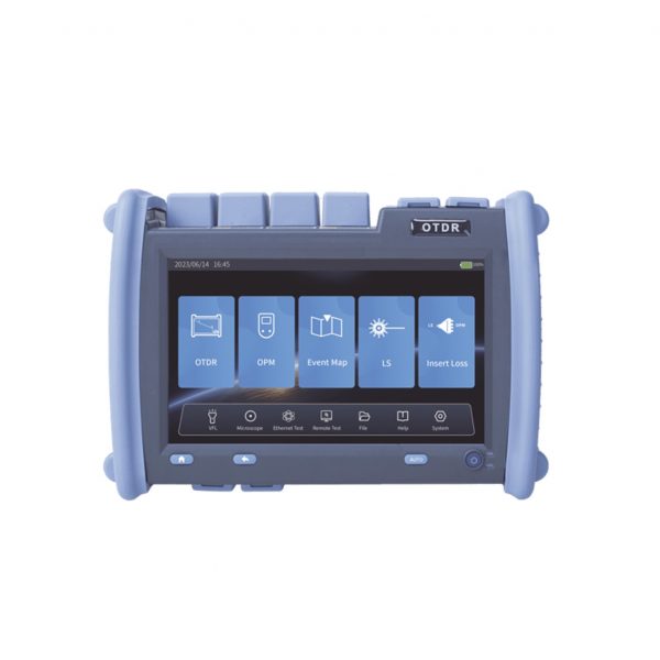 OTDR PRO de Alto Rendimiento para Enlaces de Fibra Óptica Monomodo / Pruebas en Fibra Óptica Viva / Longitudes de onda: 1310nm, 1550nm y 1625nm / Zona Muerta por Evento de 0.8 Metros / VFL 5mW / Distancia de prueba de hasta 420 km