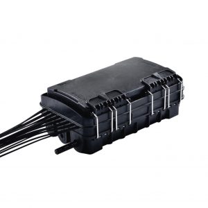 Caja de Distribución de Fibra Óptica para 24 Empalmes, con 16 acopladores SC/APC simplex, Exterior IP65, Color Negro