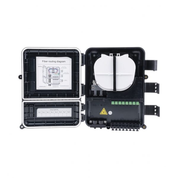 Caja de Distribución de Fibra Óptica para 24 Empalmes, con 8 acopladores SC/APC simplex, Exterior IP55, Color Negro - Imagen 4