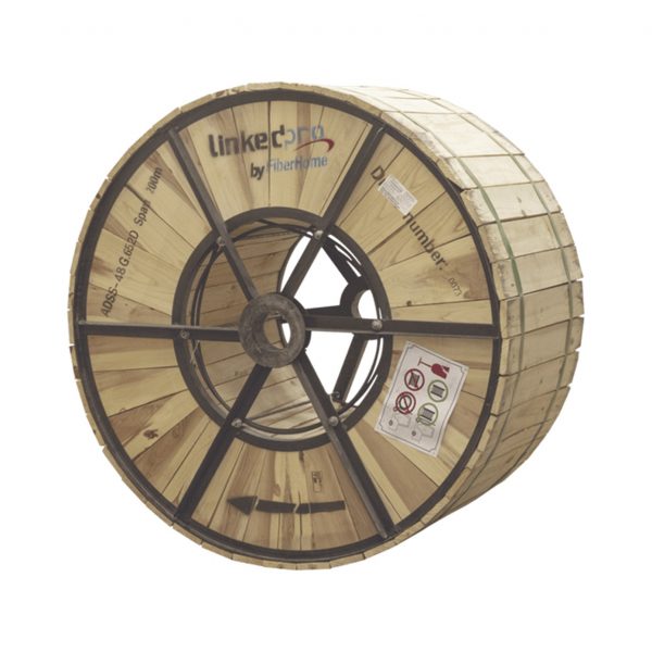 Carrete de 4 km de Fibra Óptica Aérea ADSS G.652D, Monomodo de 48 Hilos, Exterior, Span 200, Loose Tube