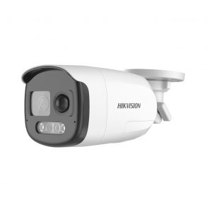 Cámara tipo Bala TURBOHD 2 Megapíxel (1080p) / ColorVu 24/7 / Lente 2.8 mm / Luz Blanca 40 mts / Exterior IP67 / WDR 130 dB / Sensor PIR / Sirena Integrada / Salida de Audio Estrobo ROJO - AZUL / Micrófono Integrado
