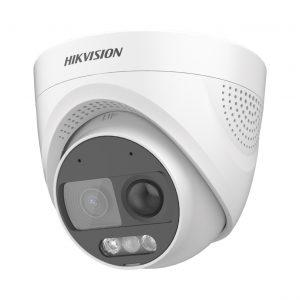 Cámara tipo Turret TURBOHD 2 MP (1080p) / Imagen a color 24/7 / Lente 2.8 mm / Luz Blanca 20 mts / Exterior IP67 / WDR 130dB / Sensor PIR / Sirena Integrada / Estrobo ROJO - AZUL / Micrófono Integrado