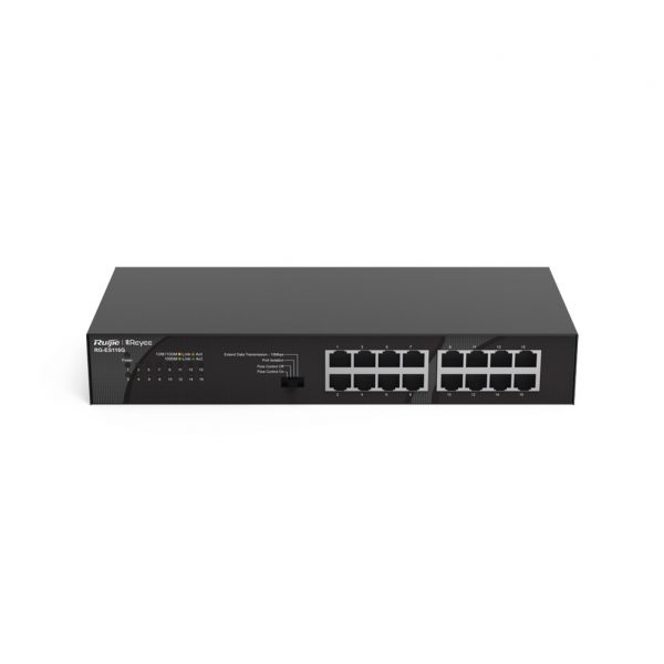 Switch no PoE, no administrable, con 16 puertos 10/100/1000 Mbps