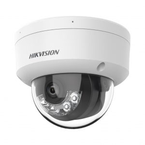 [Dual Light] Domo IP 6 Megapixel / Lente 2.8 mm / 30 mts IR + 30 mts Luz Blanca / Micrófono Integrado / Antivandálico IK08 / ACUSENSE Lite / Exterior IP67 / H.265 / PoE / ONVIF / Micro SD