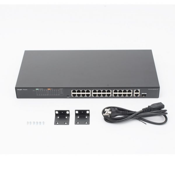 Switch PoE+ No Administrable hasta 180W Ideal para CCTV, 24 Puertos 10/100 y 2 Uplinks Gigabit, Carcasa Metálica - Imagen 3