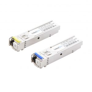 Transceptores Ópticos Bidireccionales SFP (Mini-Gbic) / Monomodo 1310 & 1550 nm / 1.25 Gbps / 1000BASE-BX / Conector LC/UPC Simplex / DDM / Hasta 3 km / 2 Piezas