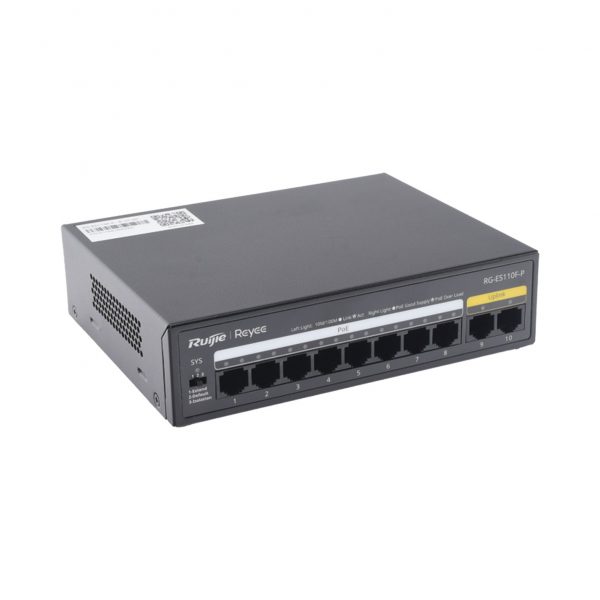Switch PoE+ con 10 Puertos 10/100 Mbps / 110 W / Carcasa de Acero / No Administrable - Imagen 3