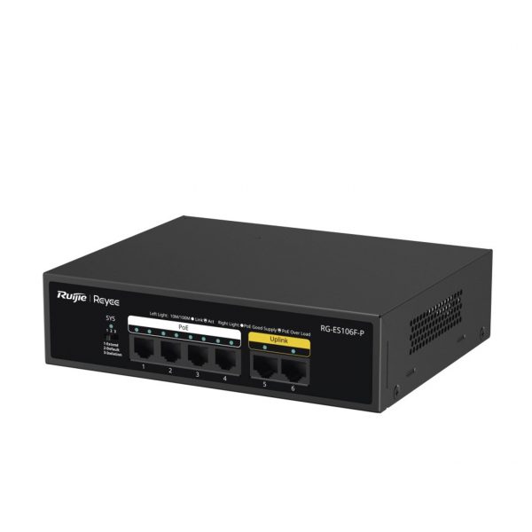 Switch de 6 Puertos 10/100 Mbps, PoE+ hasta 54 Watts, No Administrable - Imagen 4