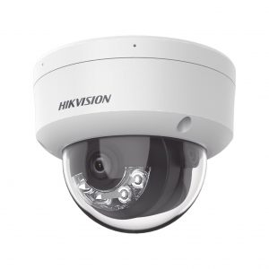 [Dual Light] Domo IP 2 Megapíxel / Lente 2.8 mm / 30 mts IR + 30 mts Luz Blanca / Micrófono Integrado / Antivandálico IK08 / ACUSENSE Lite / Exterior IP67 / H.265 / PoE / ONVIF / Micro SD