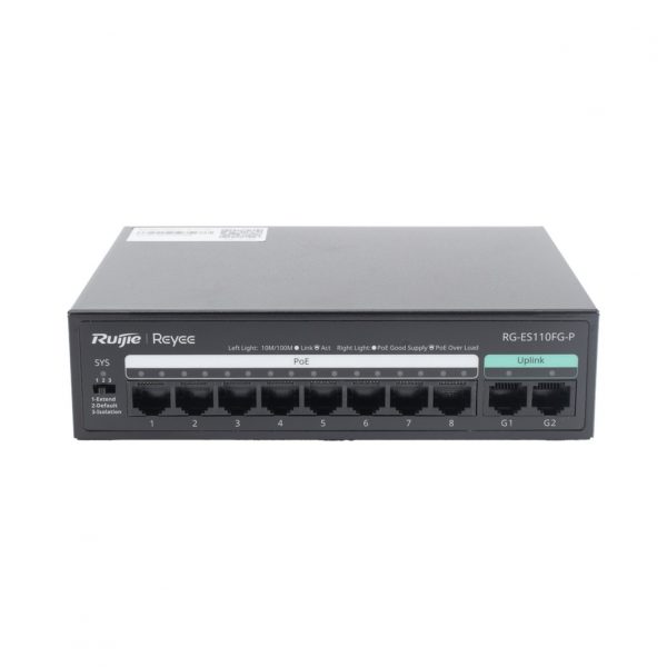 Switch PoE no administrado de 2 puertos Gigabit y 8 puertos 10/100 Mbps