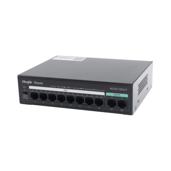 Switch PoE no administrado de 2 puertos Gigabit y 8 puertos 10/100 Mbps - Imagen 2