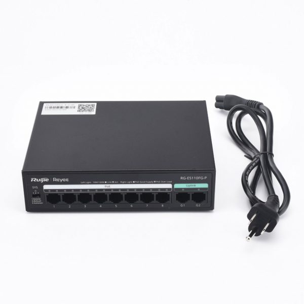 Switch PoE no administrado de 2 puertos Gigabit y 8 puertos 10/100 Mbps - Imagen 3