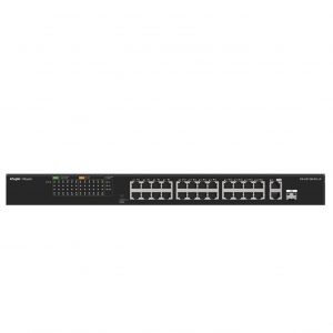 Switch PoE+ No Administrable hasta 180W Ideal para CCTV, 24 Puertos 10/100 y 2 Uplinks Gigabit, Carcasa Metálica