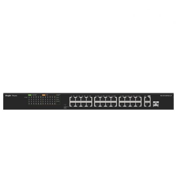 Switch PoE+ No Administrable hasta 180W Ideal para CCTV, 24 Puertos 10/100 y 2 Uplinks Gigabit, Carcasa Metálica