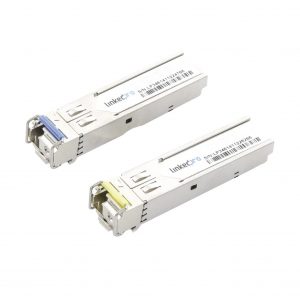 Transceptores Ópticos Industriales Bidireccionales SFP+ (Mini-Gbic) / Monomodo 1270 & 1330 nm / 10 Gbps / 10GBASE / Conector LC/UPC Simplex / DDM / Hasta 5 km / 2 Piezas