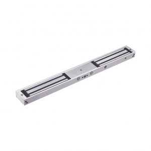 Chapa Magnética Doble para Aplicación en Puertas de Doble Hoja. 1200 lbs(x 2). LED indicador ultrabrillante