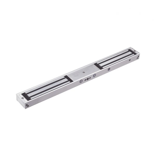 Chapa Magnética Doble para Aplicación en Puertas de Doble Hoja. 1200 lbs(x 2). LED indicador ultrabrillante
