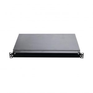 Panel de Distribución de Fibra Óptica, Acepta 4 Casetes QuickNet o Placas FAP/FMP con Panel CFAPPBL1 (No Incluido), Bandeja Fija, Hasta 96 Fibras, Color Negro, 1UR