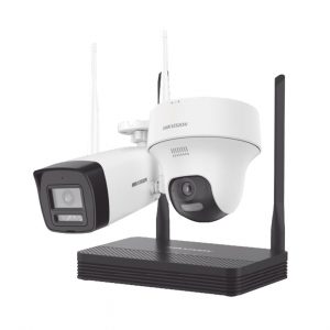 Kit IP Inalámbrico 4 Megapixel / NVS 4 Canales / 1 Cámara Bala Exterior + 1 Cámara Turret Interior con Lente 2.8 mm y Dual Light / Audio Bidireccional (Micrófono y Bocina) / Soporta Micro SD de 512 GB